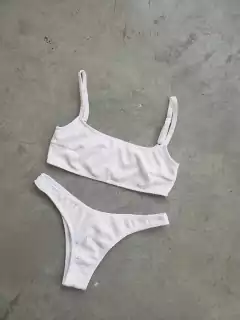 CONJUNTO TOP CUADRADO Y VEDETINA DE MORLEY CON TEXTURA - BIKINI ALBA