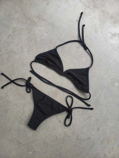 BIKINI TRIANGULO PARA ATAR NUCA Y BOMBACHA REGULABLE LYCRA BRILLOSA - BIKINI GLENDA en internet