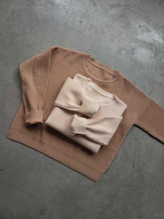 SWEATER TEJIDO DOBLE HEBRA BREMER PUNTO INGLES TAJOS - SWEATER BIANCA - comprar online