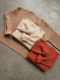 SWEATER TEJIDO DOBLE HEBRA BREMER PUNTO INGLES TAJOS - SWEATER BIANCA