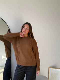 SWEATER TEJIDO HILO ALGODON TRENZAS - JAZMIN en internet