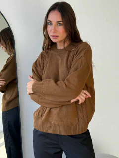 SWEATER TEJIDO HILO ALGODON TRENZAS - JAZMIN en internet