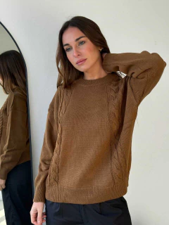 SWEATER TEJIDO HILO ALGODON TRENZAS - JAZMIN - tienda online