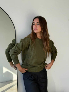 SWEATER TEJIDO HILO ALGODON TRENZAS - JAZMIN - comprar online