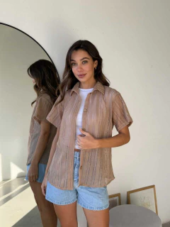 CAMISA MANGA CORTA TEJIDO CALADO PLAYERO - CAMISA IBIZA - tienda online