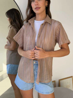 CAMISA MANGA CORTA TEJIDO CALADO PLAYERO - CAMISA IBIZA - comprar online