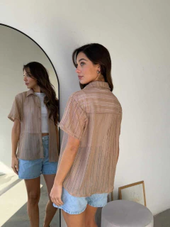 CAMISA MANGA CORTA TEJIDO CALADO PLAYERO - CAMISA IBIZA - tienda online