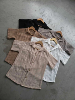 CAMISA MANGA CORTA TEJIDO CALADO PLAYERO - CAMISA IBIZA