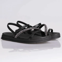 Sandalia Papete Moleca 5490104 Preto/diamont Preto/diamond - HARTY CALÇADOS