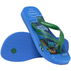 Imagem do Chinelo Havaianas Kids Minecraft Azul Brilhante