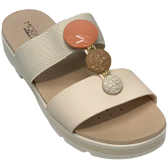 Tamanco Modare 7132138 Creme/coral/tan - HARTY CALÇADOS