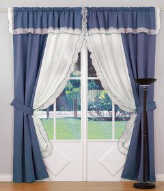 Juego de cortinas de voile triple, con faldon y cantonier de tela jacquard - Articulo 108 - comprar online