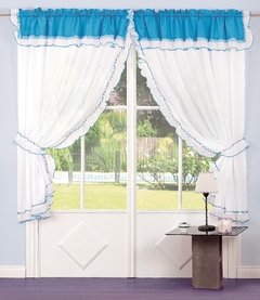 Juego de cortinas de voile triple con faldon de tela jacquard - Articulo 303