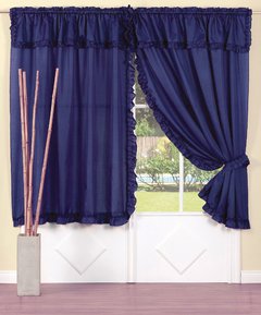 Juego de cortinas de voile triple modelo romantico - Articulo 306 - comprar online