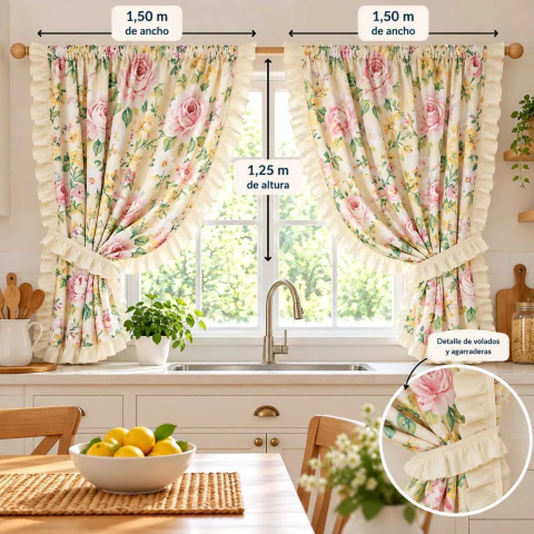 Juego de cortinas de cocina gruesas