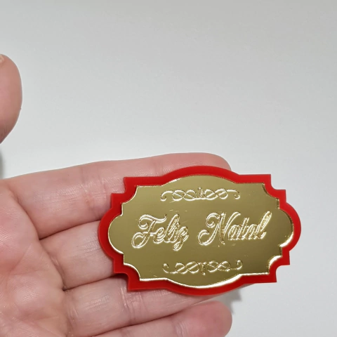 Aplique Sobreposto Placa Feliz Natal (6 cm)