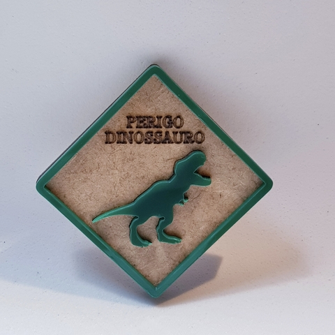 Aplique Placa Perigo Dinossauro (5cm)