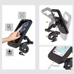 SOPORTE CELULAR CON FUNDA PARA MOTO Y BICICLETA AJUSTABLE 360° en internet