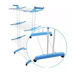 TENDER DE PIE PARA ROPA ACERO PLEGABLE 3 PISOS NIVELES VERTICAL CON RUEDAS - beezenonline