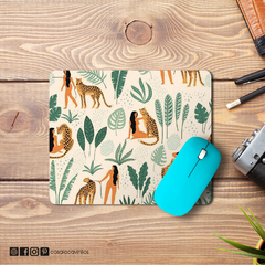 Mouse Pad Mujer y leopardo