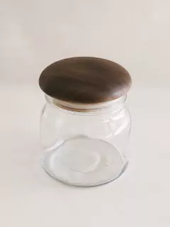 FRASCO DE VIDRIO CON TAPA DE MADERA 600ml - comprar online