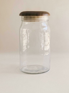FRASCO DE VIDRIO CON TAPA DE MADERA 1050ml