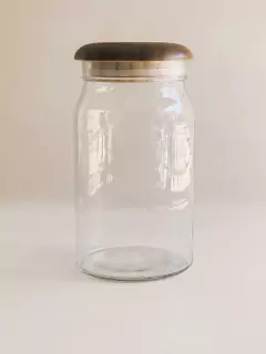 FRASCO DE VIDRIO CON TAPA DE MADERA 1050ml