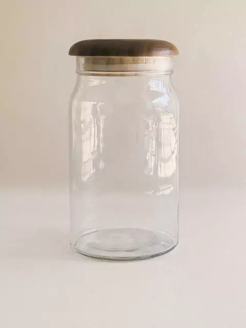 FRASCO DE VIDRIO CON TAPA DE MADERA 1050ml