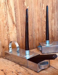 Imagen de Candelabro Porta Vela Chapa Galvanizada 22x5 Cm