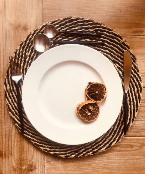 Plato De Sitio Individual Seagrass Ø38xh1cm Natural/negro