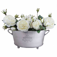Jardinera Centro de Mesa Oval Metal tipo Peltre