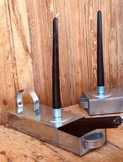 Candelabro Porta Vela Chapa Galvanizada 22x5 Cm - luciano dutari