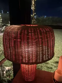 Lámpara De Mesa De Rattan Velador Hamptons - luciano dutari