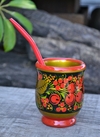 Mate Ruso Grande Madera De Tilo Siberiano Pintado A Mano en internet