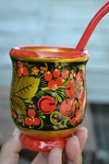 Mate Ruso Grande Madera De Tilo Siberiano Pintado A Mano