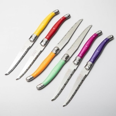 Juego De 6 Cuchillos Y 6 Tenedores Laguiole Multicolor