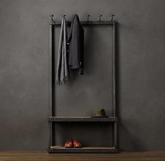 Perchero Industrial en Hierro y Madera 185x85x45 Cm - comprar online