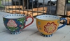 2 Tazas De Cerámica Pintada A Mano Tipo Anthropologie