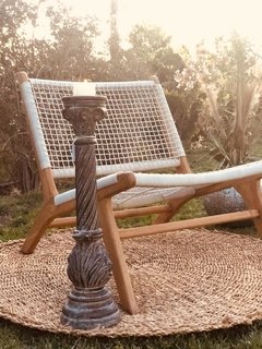 Fanal Porta Vela Candelabro Poliresina Simil Madera - comprar online