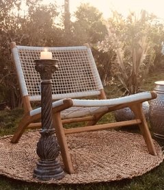 Fanal Porta Vela Candelabro Poliresina Simil Madera - tienda online