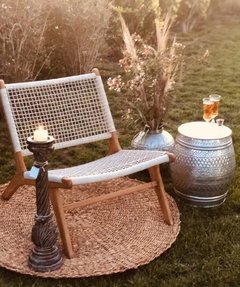 Imagen de Fanal Porta Vela Candelabro Poliresina Simil Madera