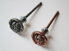 Imagen de Tirador Perilla Metal Cobre Envejecido Flor Calada