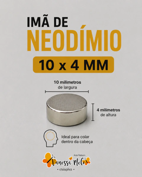 Ímã Neodímio 10x4mm - IDEAL PARA COLAR DENTRO DA CABEÇA
