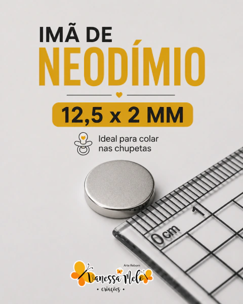 Ímã Neodímio 12,5X2 mm - IDEAL PARA COLAR NAS CHUPETAS