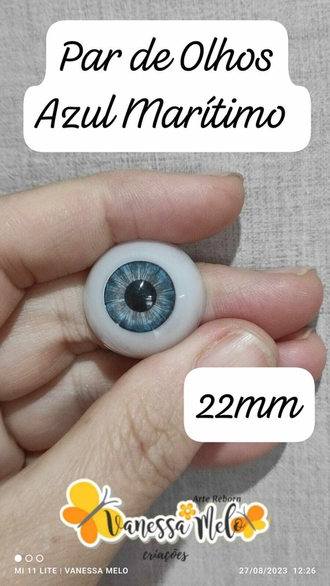PAR DE OLHOS COR AZUL MARÍTIMO - 22mm
