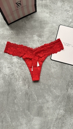 PANTIES VS/PINK - ENCAJE CON ALGODÓN ROJA en internet