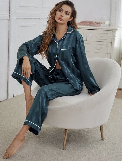 Pijama Shein - Verde Inglés Saten
