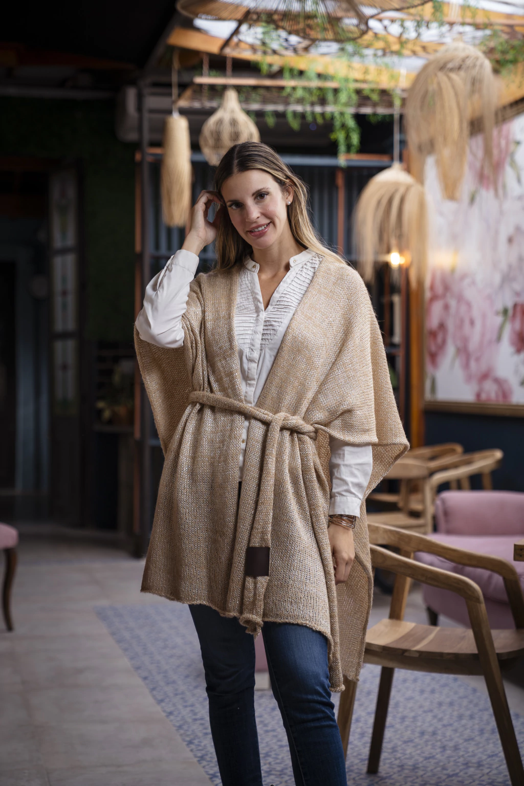 Ruana lentejuelas + mohair