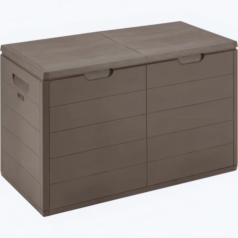 Baúl plástico multiuso color marrón con capacidad de 200 litros para uso exterior