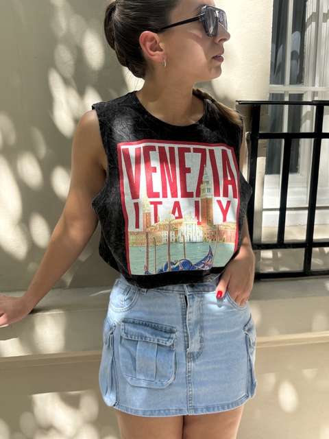 POLLERA CARGO JEAN CELESTE - comprar online